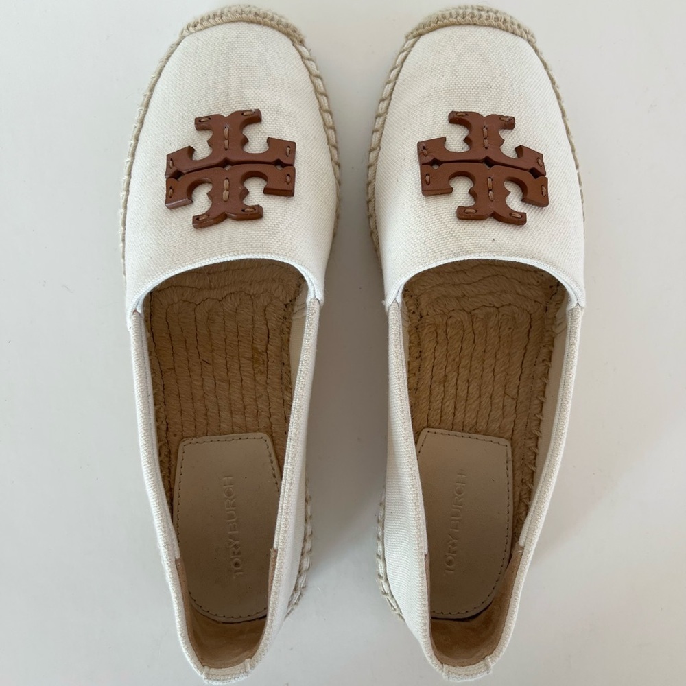 Tory Burch Everly Cotton Canvas Espadrille in Cream Off White Brie/Amber, size 6 - Picture 11 of 12